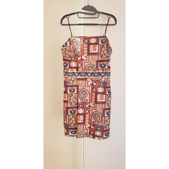 NWT $158 SAM EDELMAN EMBROIDERED STRAPPY SHEATH NUDE MULTI COLOR DRESS SIZE 10 - Picture 3 of 10